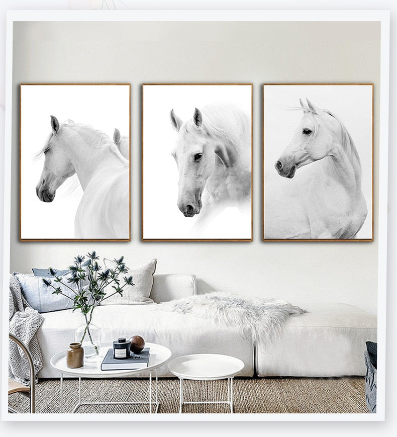 Nordic White Horse Paintings