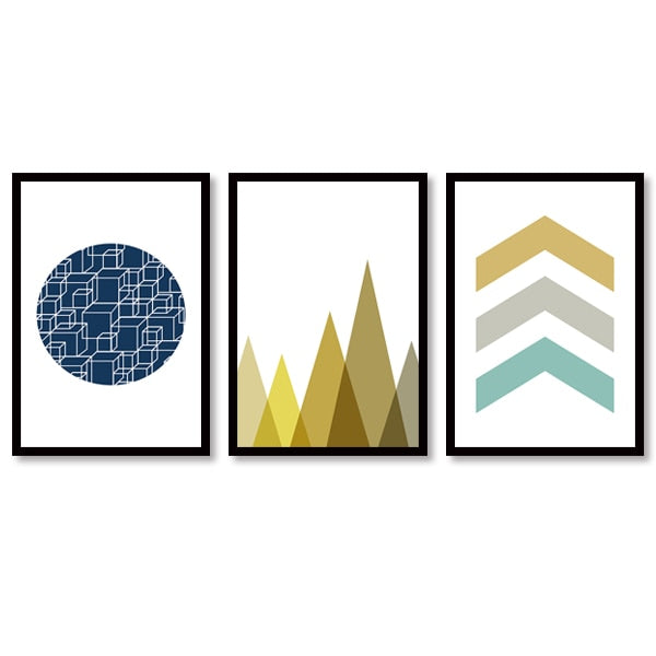 3 Pieces Geometric Abstract Painting