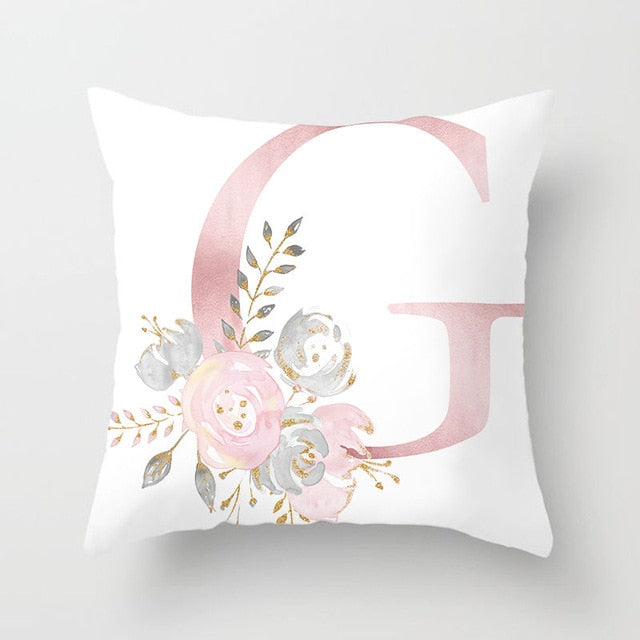 Pink Letter Cushion Cover