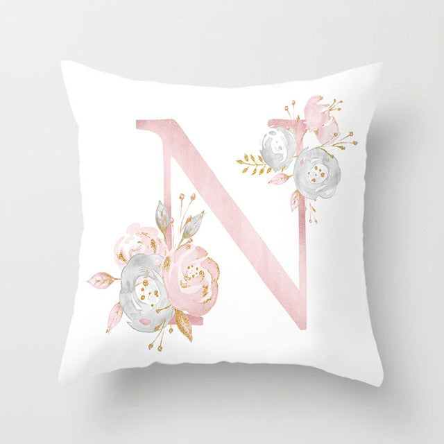 Pink Letter Cushion Cover