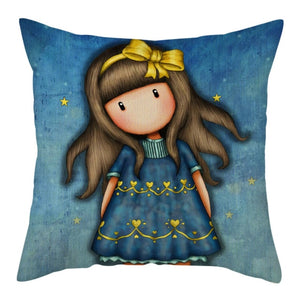 Cartoon Girl Cushion Cover