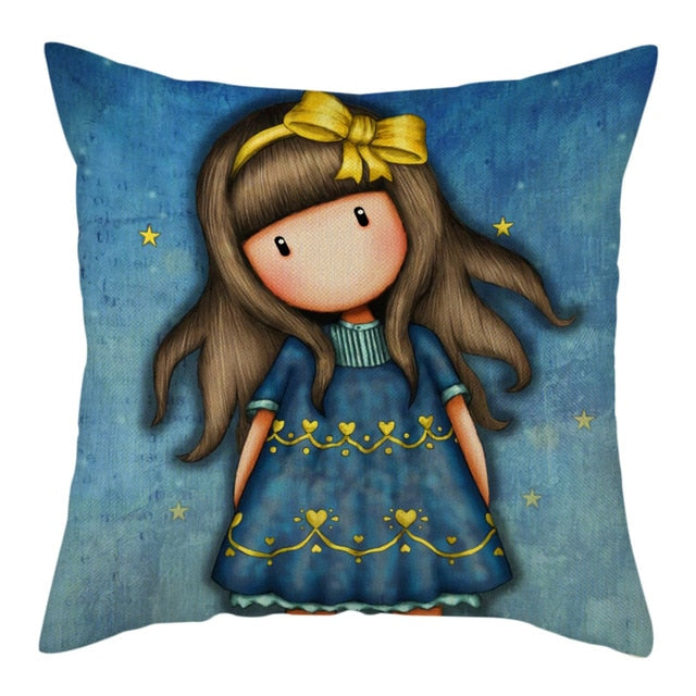 Cartoon Girl Cushion Cover