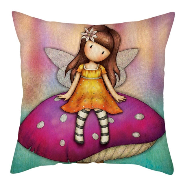 Cartoon Girl Cushion Cover