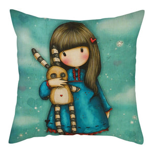 Cartoon Girl Cushion Cover