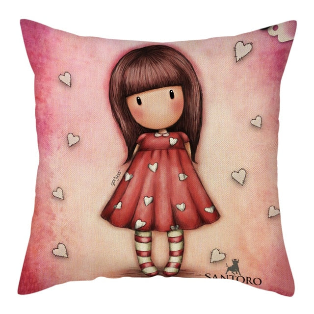 Cartoon Girl Cushion Cover