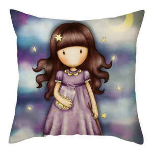 Cartoon Girl Cushion Cover