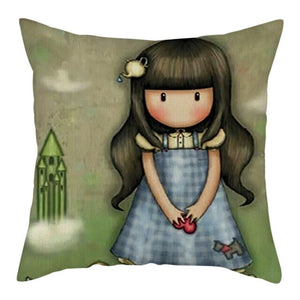 Cartoon Girl Cushion Cover