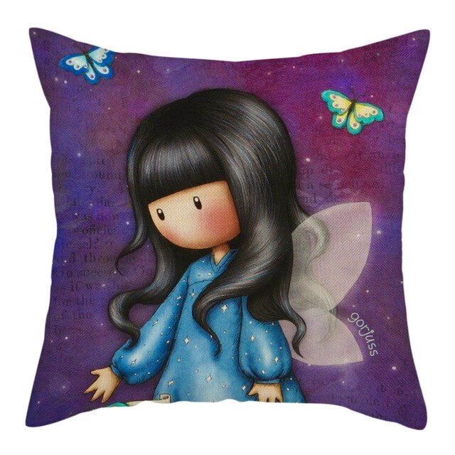 Cartoon Girl Cushion Cover