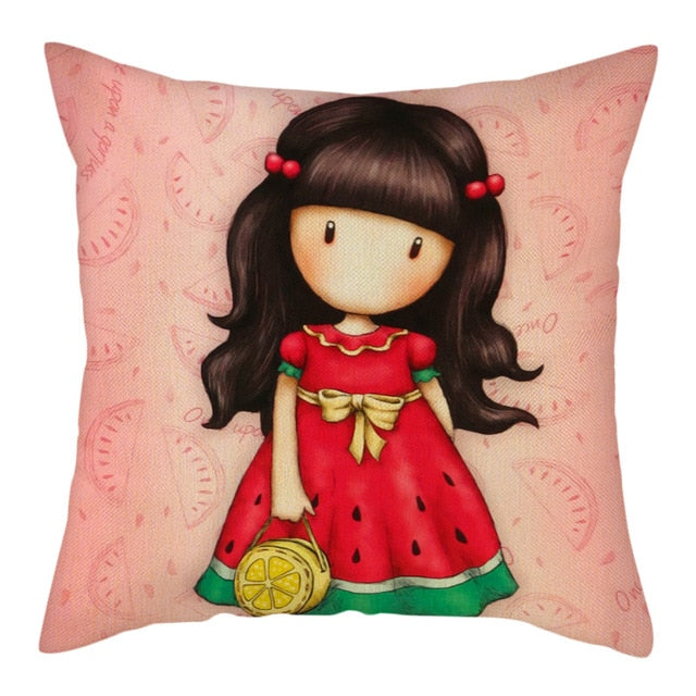 Cartoon Girl Cushion Cover