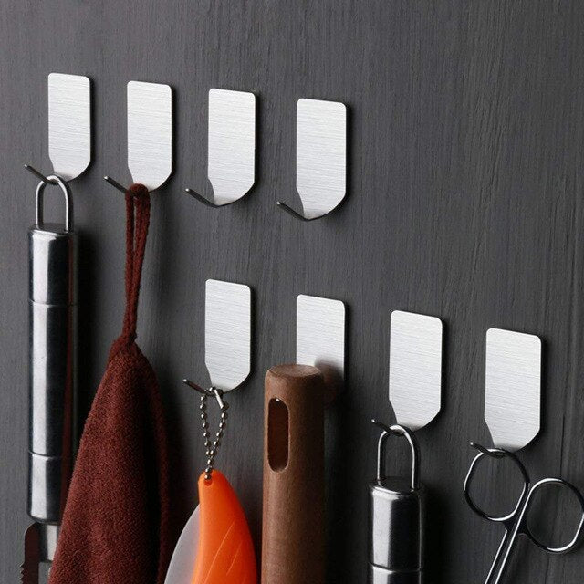 8pcs Kitchen Adhesive Stainless Hooks